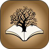 Logo showing a tree rising from an open book